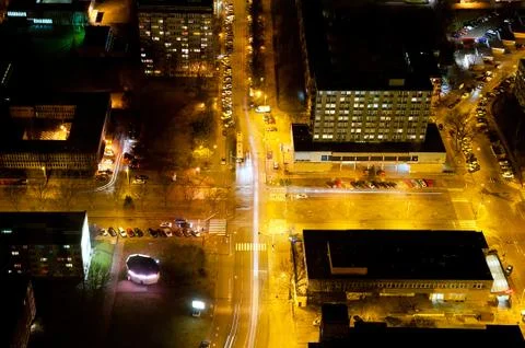 Crossroads by night Stock Photos