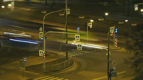 Crossroads night time lapse Stock Footage 151175498
