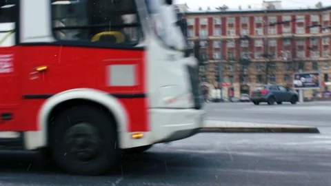 Crossroads in a snowstorm Stock Footage 104260796