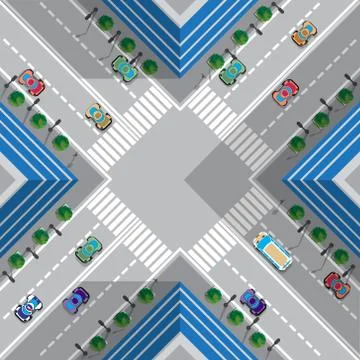 Crossroads in the town. Stock Illustration