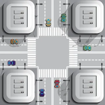 Crossroads in the town. Stock Illustration