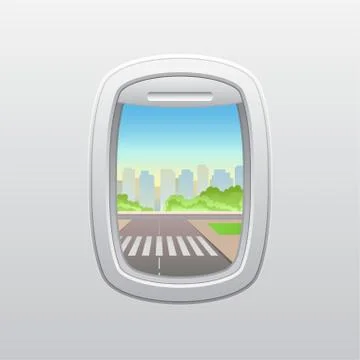 Crosswalk on the background of skyscrapers. View from the window of the plane Stock Illustration
