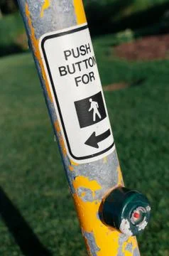 Crosswalk button for pedestrian, push the button to cross the road Stock Photos