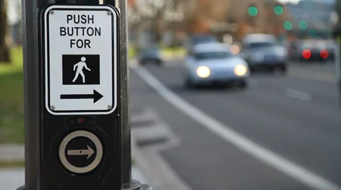 Crosswalk Button &amp; Traffic Stock Footage 31981416