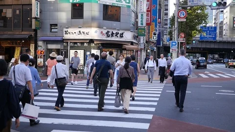 Crosswalk in Ginza Tokyo Stock Footage 117399613