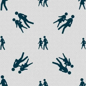 Crosswalk icon sign. Seamless pattern with geometric texture. Vector Stock Illustration