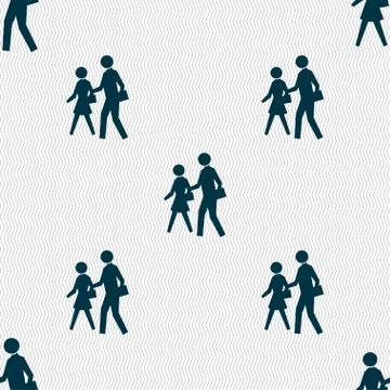 Crosswalk icon sign. Seamless pattern with geometric texture. Vector 库存插图