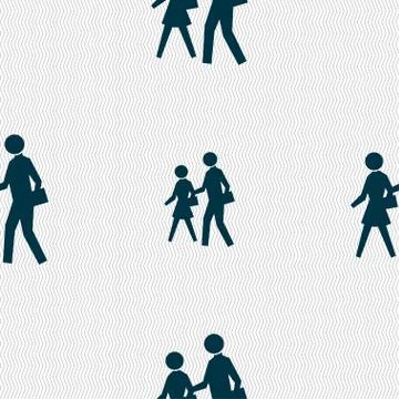 Crosswalk icon sign. Seamless pattern with geometric texture. Vector 스톡 일러스트