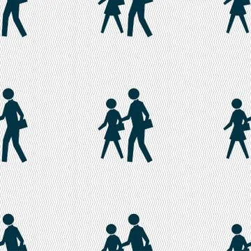 Crosswalk icon sign. Seamless pattern with geometric texture. 库存插图