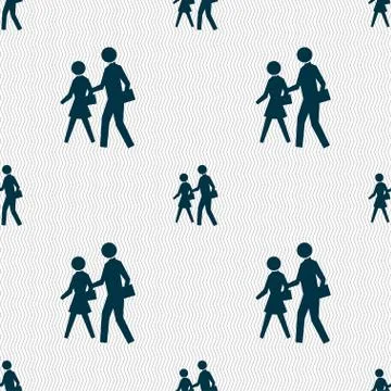 Crosswalk icon sign. Seamless pattern with geometric texture. 스톡 일러스트