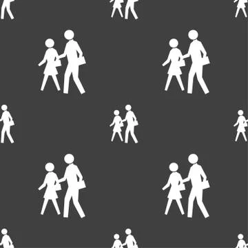 Crosswalk icon sign. Seamless pattern on a gray background. イラスト素材