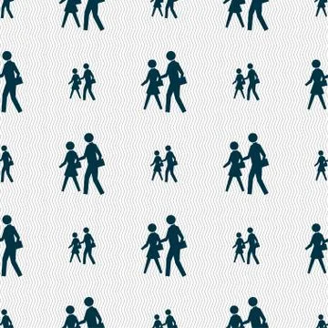 Crosswalk icon sign. Seamless pattern with geometric texture. イラスト素材