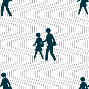 Crosswalk icon sign. Seamless pattern with geometric texture. イラスト素材