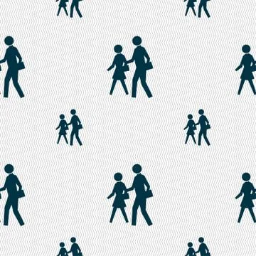Crosswalk icon sign. Seamless pattern with geometric texture. イラスト素材