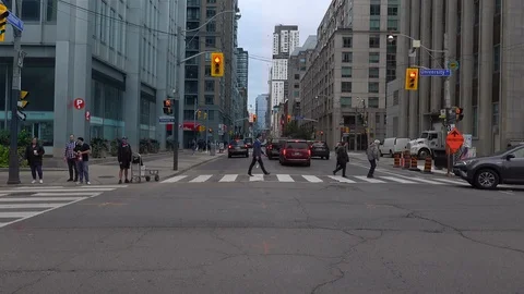 Crosswalk intersection in Toronto Stock Footage 115977227