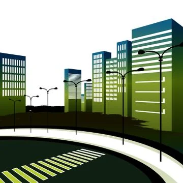 Crosswalk in large city Stock Illustration