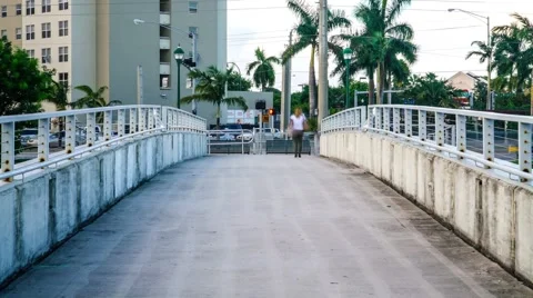 Crosswalk Over River Time Lapse Miami Springs Video stock 54672952