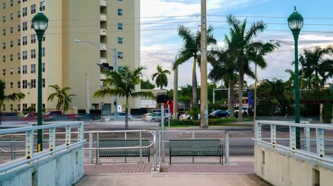 Crosswalk Over River Time Lapse Miami Springs Video stock 54672966