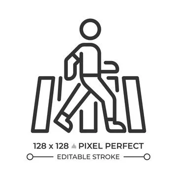 Crosswalk pixel perfect line icon Illustrazione stock