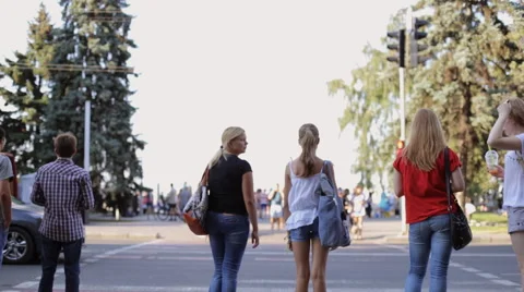 Crosswalk rush hour Stock Footage 53828637