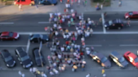 Crosswalk rush hour without focusing Stock Footage 53841496
