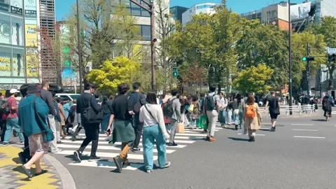 Crosswalk Scene in Central Tokyo 스톡 동영상 307178618
