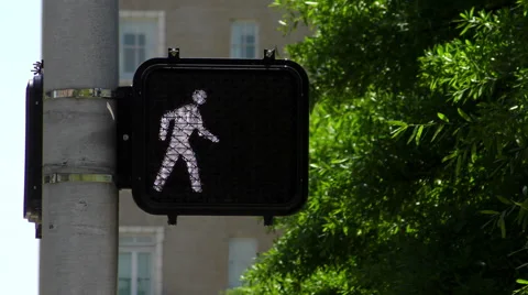 Crosswalk Sign with Changing Message Stock Footage