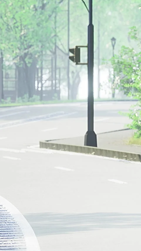 Crosswalk signals at a quiet urban intersection in the morning light Stock Footage 336024764