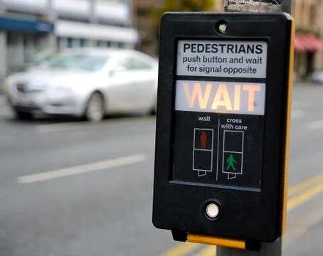 Crosswalk warning 库存照片