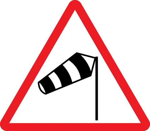 Crosswind from right warning sign. Stock Illustration