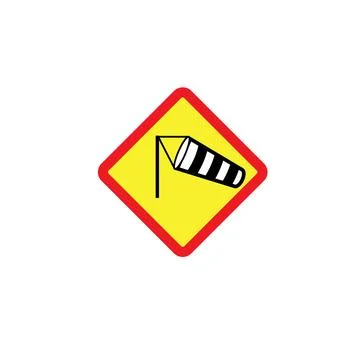 Crosswind warning road sign with red triangle Stock Illustration