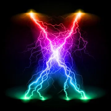 Crosswise lightning lines Stock Illustration