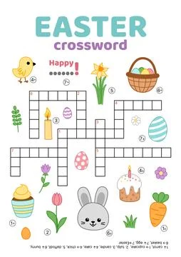 Crossword of Easter theme. English words. Educational puzzle game for kids Stock Illustration