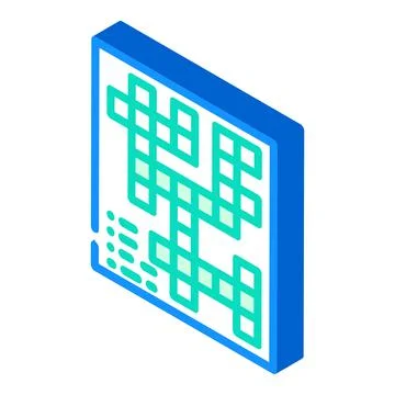 Crossword game isometric icon vector illustration color Stock Illustration
