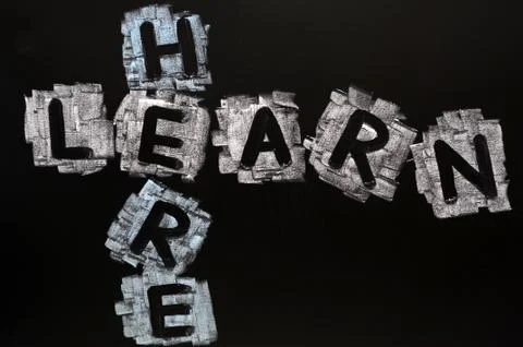 Crossword of learn here Stock Photos