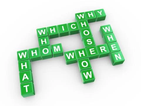 Crossword of question words Stock Illustration