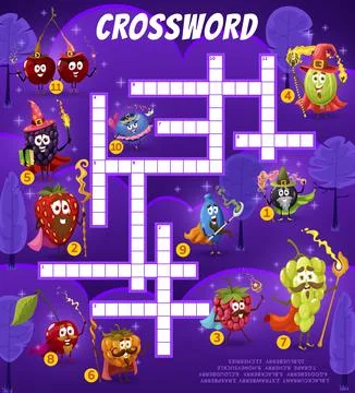 Crossword worksheet, berry wizard, mage, warlock Stock-Illustration