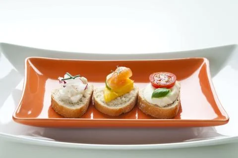 Crostini Appetizers 스톡 사진