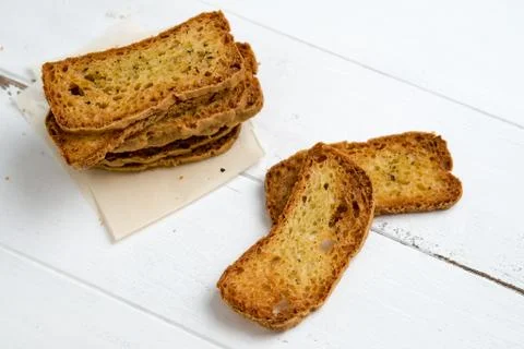 Crostini bread from above Stock Photos