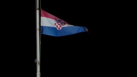 Crotian flag at night Stock Footage 95288466