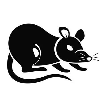 Crouched black mouse icon. Vector Stock Illustration