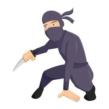 Crouching ninja with dagger. Vector Stock Illustration