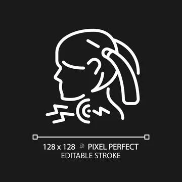 Croup pixel perfect white linear icon for dark theme Stock Illustration