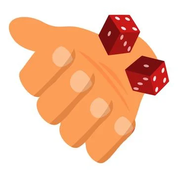 Croupier hand rolling red dice on white background Stock Illustration