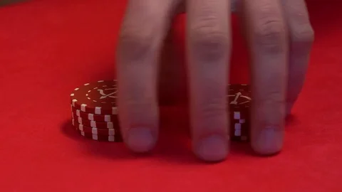 Croupier makes trick with chips. Stock Footage 76746420