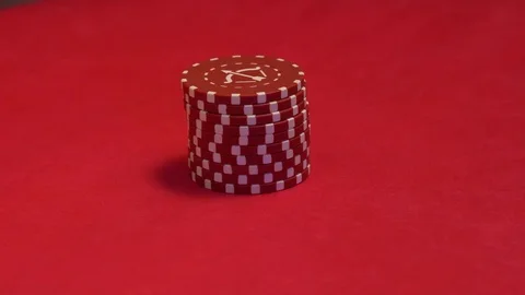 Croupier makes trick with chips. Stock Footage 76808462