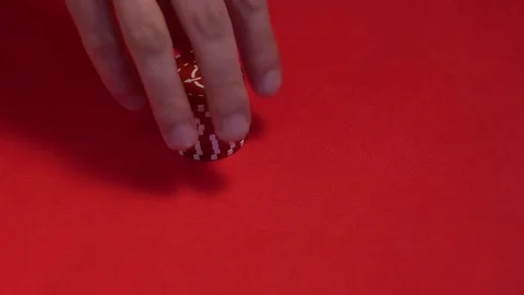 Croupier makes trick with chips. Stock Footage 76885645