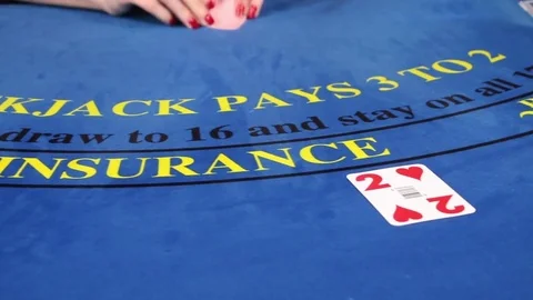 Croupier placing black jack and poker cards on the casino table 스톡 동영상 71470837
