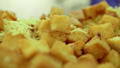 Croutons and cheese Stock Footage 77051131