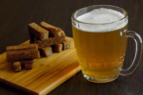 Croutons with beer Stock Photos